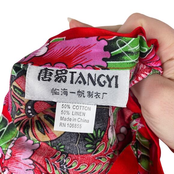 NEW Tangyi Chinese Red Floral Print Reversible Kimono Top + Pants SZ S/M - Picture 7 of 16